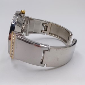 Vintage Geneva Silver and Gold Tone Clamper Bracelet Fashion Watch, Runs