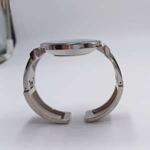 Vintage Geneva Silver and Gold Tone Clamper Bracelet Fashion Watch, Runs