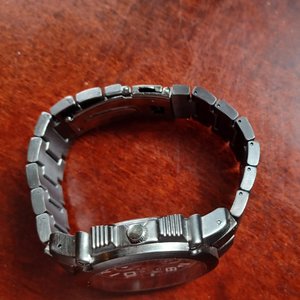 Mens Geneva Platinum Heavy Large Bronze Tone Quartz Watch, New Battery