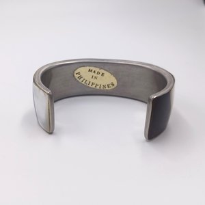 Mother of Pearl  Black and White Open Cuff Bracelet