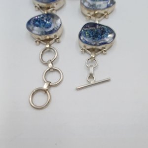 Sterling Silver Southwestern Faux Druzy in Resin Panel Bracelet