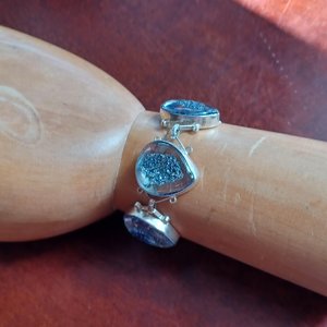 Sterling Silver Southwestern Faux Druzy in Resin Panel Bracelet