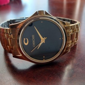 Cherokee Gold Tone and Black Quartz Wrist Watch- New Battery