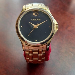 Cherokee Gold Tone and Black Quartz Wrist Watch- New Battery
