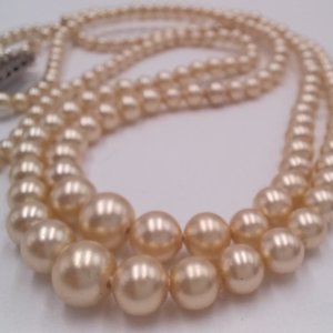 1950's Walker and Hill Dual Faux Pearls with Sterling Rhinestones Clasp Choker Necklace