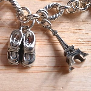 Vintage Silver Tone Random Charms Charm Bracelet, 15 Charms