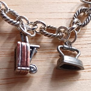Vintage Silver Tone Random Charms Charm Bracelet, 15 Charms