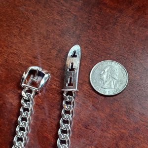 Avon Silver Tone Heavy Curb Chain Bracelet with Buckle Closure