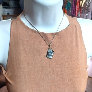 Natural Snowflake Obsidian Pendant and Sterling Silver Box Chain