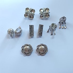 5 pairs of Silver Tone Fashion Clip-on Earrings for Women