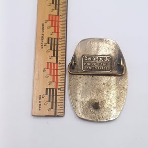Vintage Oval Solid Brass Southwestern Copperstone Gold Mine Dyna Buckle Mens Belt Buckle