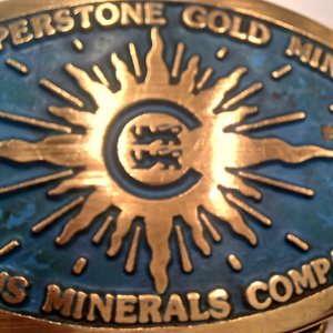 Vintage Oval Solid Brass Southwestern Copperstone Gold Mine Dyna Buckle Mens Belt Buckle