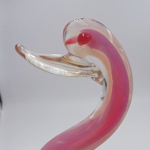 Murano Style Hand Blown Art Glass Swan, Large Vintage Glass Decor