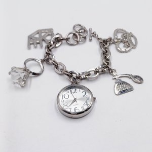 Fun Silver Tone Charm Bracelet Watch, Fashion Watch, New Battery