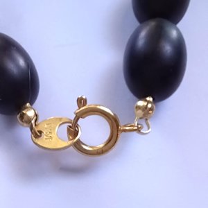 Asian Hand Painted Black Beads Long Necklace