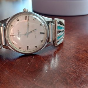Vintage Benrus Three Stars Self Winding  Southwestern Band Mens Watch- Runs Fast, Read Description