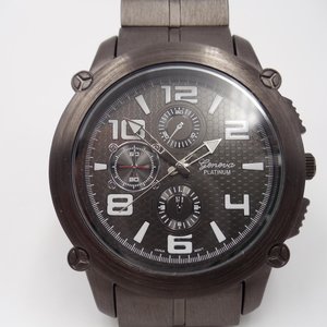 Mens Geneva Platinum Heavy Large Bronze Tone Quartz Watch, New Battery
