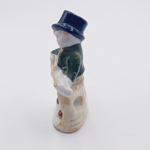Vintage Occupied Japan Porcelain Boy in Top Hat Playing Guitar Figurine