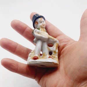 Vintage Occupied Japan Porcelain Boy in Top Hat Playing Guitar Figurine
