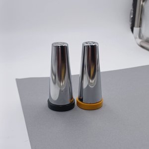 Vintage Mid Century Modernist Chrome Taper Salt and Pepper Shakers