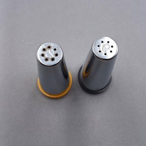 Vintage Mid Century Modernist Chrome Taper Salt and Pepper Shakers