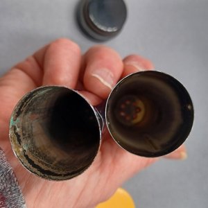 Vintage Mid Century Modernist Chrome Taper Salt and Pepper Shakers
