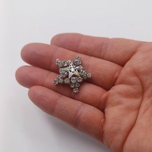 Vintage Rhinestone Order of the Eastern Star Silver Tone Brooch, OES Brooch