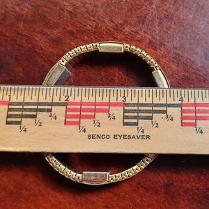 Vintage MAJOR Gold Tone and Red Jewel Magnetic Expandable Bracelet