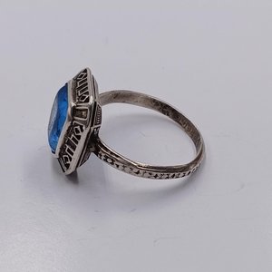Antique  Art Deco Sterling Silver Blue Stone Ladies Ring, Size 6.75