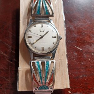 Vintage Benrus Three Stars Self Winding  Southwestern Band Mens Watch- Runs Fast, Read Description