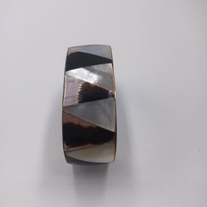 Mother of Pearl  Black and White Open Cuff Bracelet