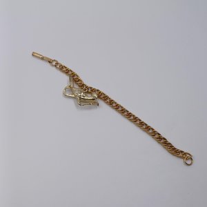Gold Tone Chain with Large Gold Roadrunner Charm Bracelet, Vintage, Southwestern