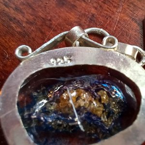 Sterling Silver Southwestern Faux Druzy in Resin Panel Bracelet