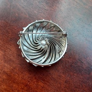 Kramer of New York Silver Tone Round Spiral Brooch