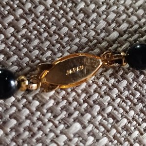 Heavy Black Knotted Stone Beads Vintage Necklace, Japan Necklace, Heavy