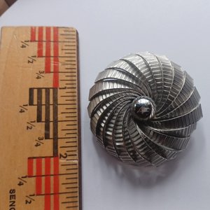 Kramer of New York Silver Tone Round Spiral Brooch