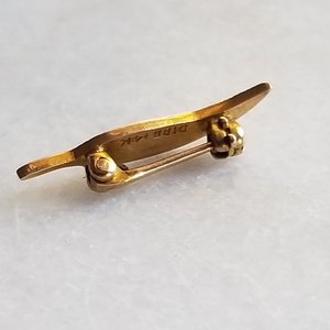 14K Gold Small Feather Pin Stamped DIBB, Lapel Pin, Gold Feather Pin