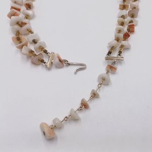 Vintage Multi-strand Mother Of Pearl  and Shell Beaded Necklace and Clip-on Earrings Jewelry Set