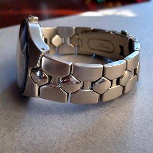 Armitron Diamond Mens Blue Face Link Bracelet Quartz Watch, New Battery