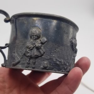 Antique Queen City Silver Co. Silver Plate Sun Bonnet Childrens Cup, Very Old