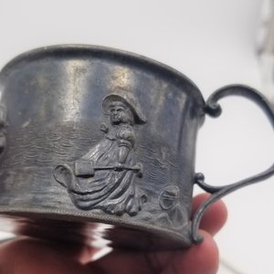 Antique Queen City Silver Co. Silver Plate Sun Bonnet Childrens Cup, Very Old