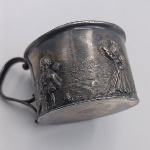 Antique Queen City Silver Co. Silver Plate Sun Bonnet Childrens Cup, Very Old