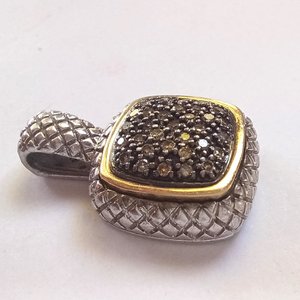 Vintage Alwand Vahan Sterling and 14K Gold Pavé Diamonds Pendant, Vahan Jewelers