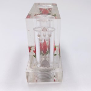 Vintage Lucite Salt and Pepper Single Unit with Encased Rose in the Center