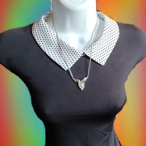 AVON Silver Tone Snail Chain With Faux Pearl and Rhinestones Grapes Center Pendant