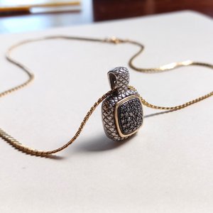 Vintage Alwand Vahan Sterling and 14K Gold Pavé Diamonds Pendant, Vahan Jewelers