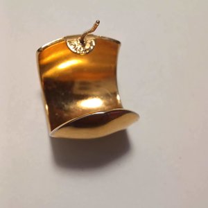 Vintage MONET Chunky and Wide Gold Tone Hoop Pierced Earrings