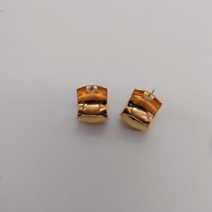 Vintage MONET Chunky and Wide Gold Tone Hoop Pierced Earrings