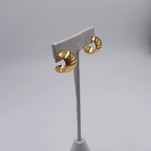 Vintage MONET Chunky and Wide Gold Tone Hoop Pierced Earrings