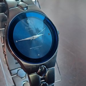 Armitron Diamond Mens Blue Face Link Bracelet Quartz Watch, New Battery